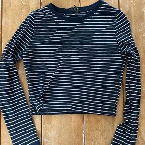 Waffle slightly cropped long sleeve t shirt